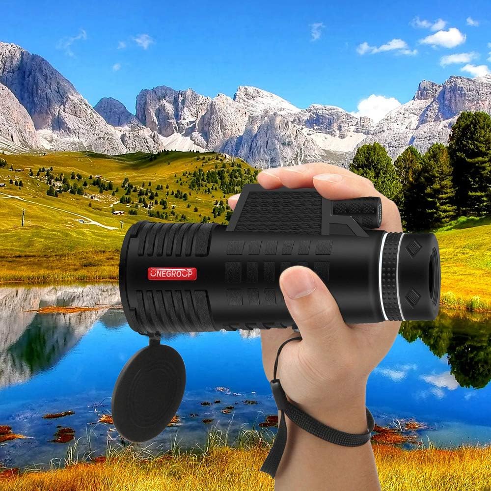 UNEGROUP Monocular Telescope, 12X60 High Power BAK4 Prism Low Night Vision Scope, Waterproof HD Telescope with Smartphone Adapter & Tripod & Remote Shutter for Bird Watching Hunting Best Gifts for Men : Sports & Outdoors