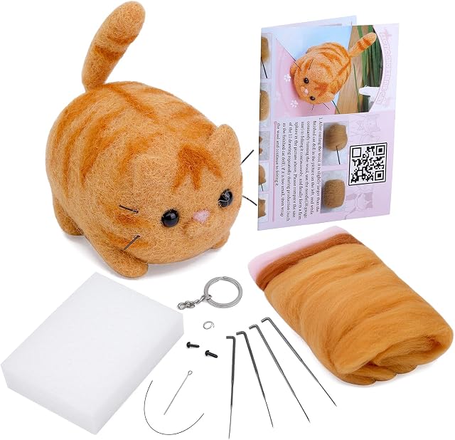 luokefe Needle Felting Kits with Instruction, Needle Felting Supplies Kits with Tools, Animals DIY Needle Felting Set with Foam Mat for Handcraft Project Beginners