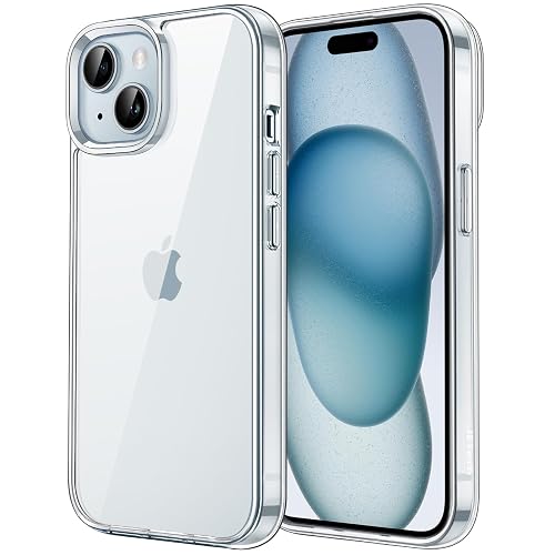 JETech Hülle für iPhone 15 6,1 Zoll, Anti-Vergilbung Handyhülle Stoßfest, Schutzhülle Anti-Kratzt Transparent Rückseite (Durchsichtig)