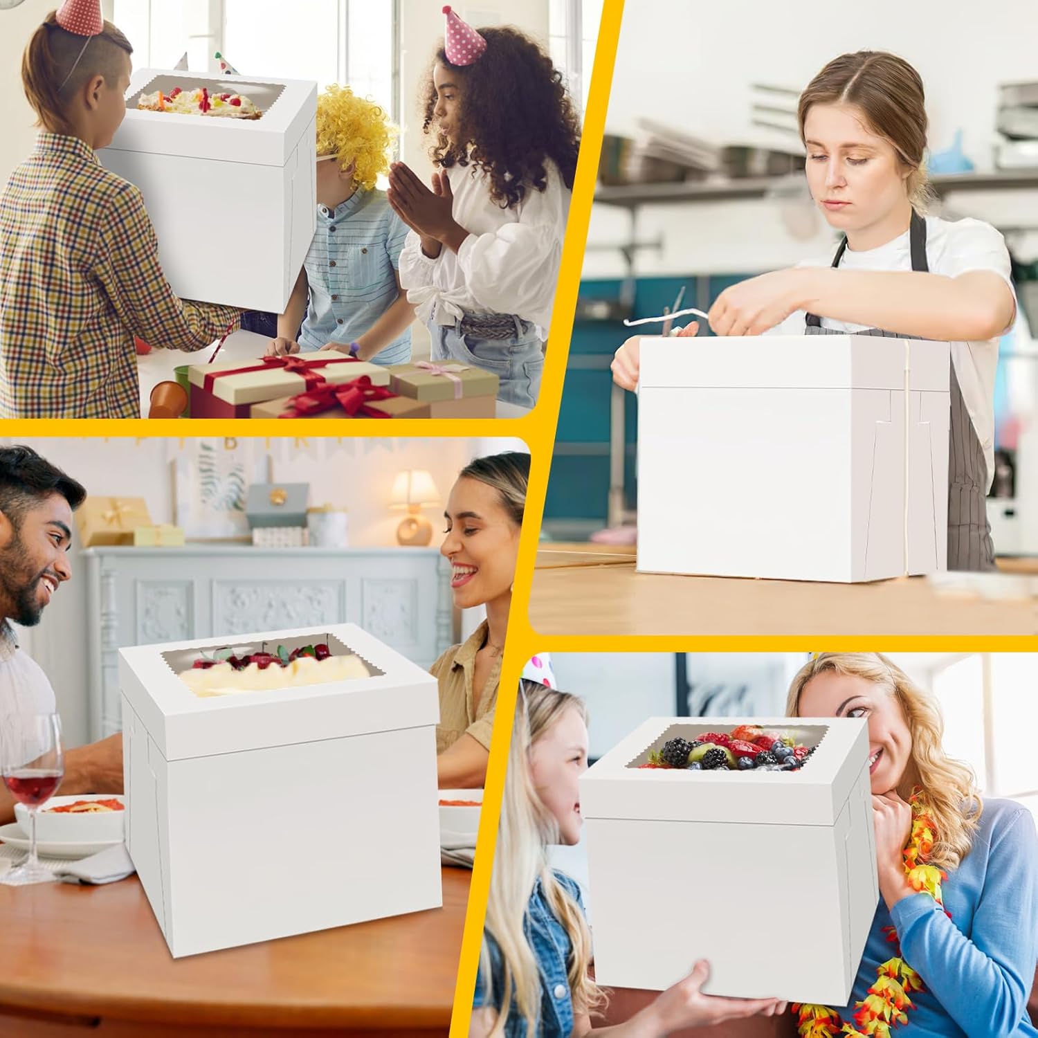 Cake Boxes, Disposable Cake Transport Container, White Bakery Boxes