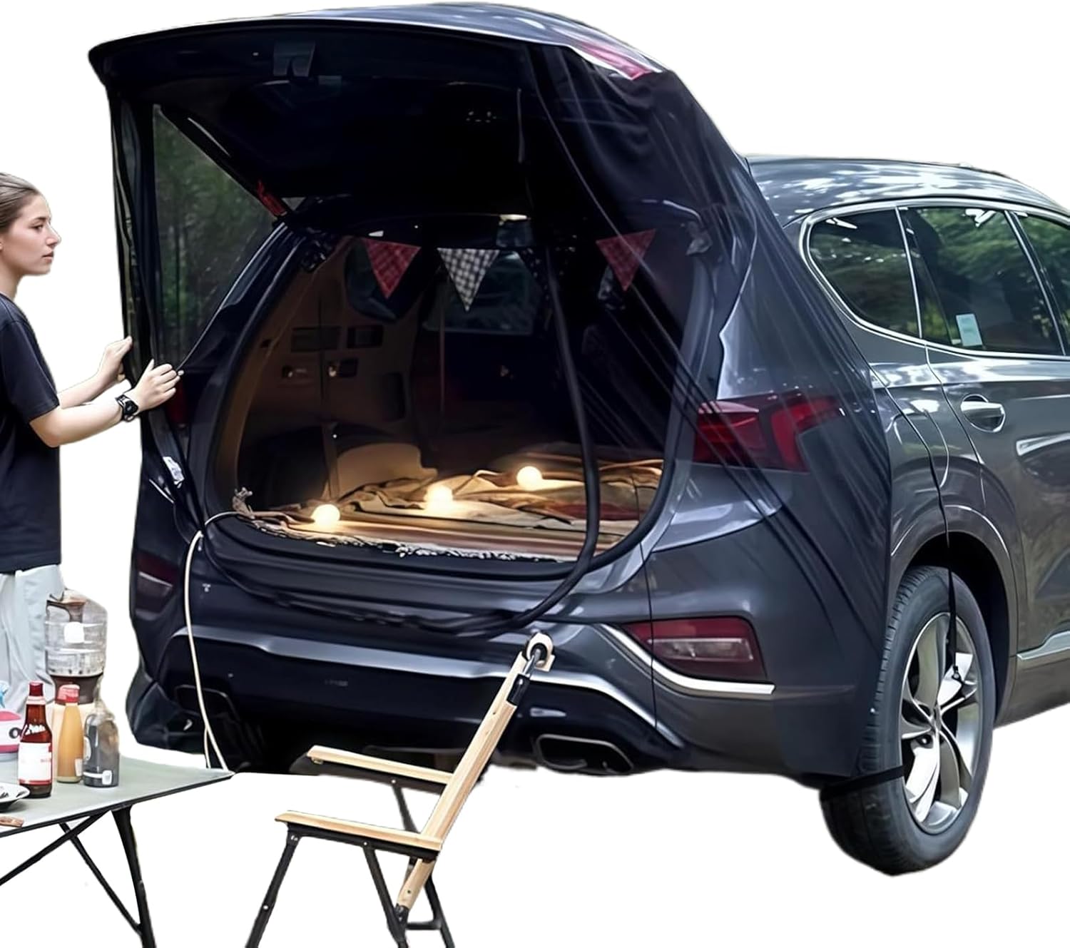 Trunk Tent - Van Tents for Camping | Anti-Gnat Ventilation Mesh Cover Awning for Trunk Most Vehicle Truck Bed Long Travel Roadside Beach