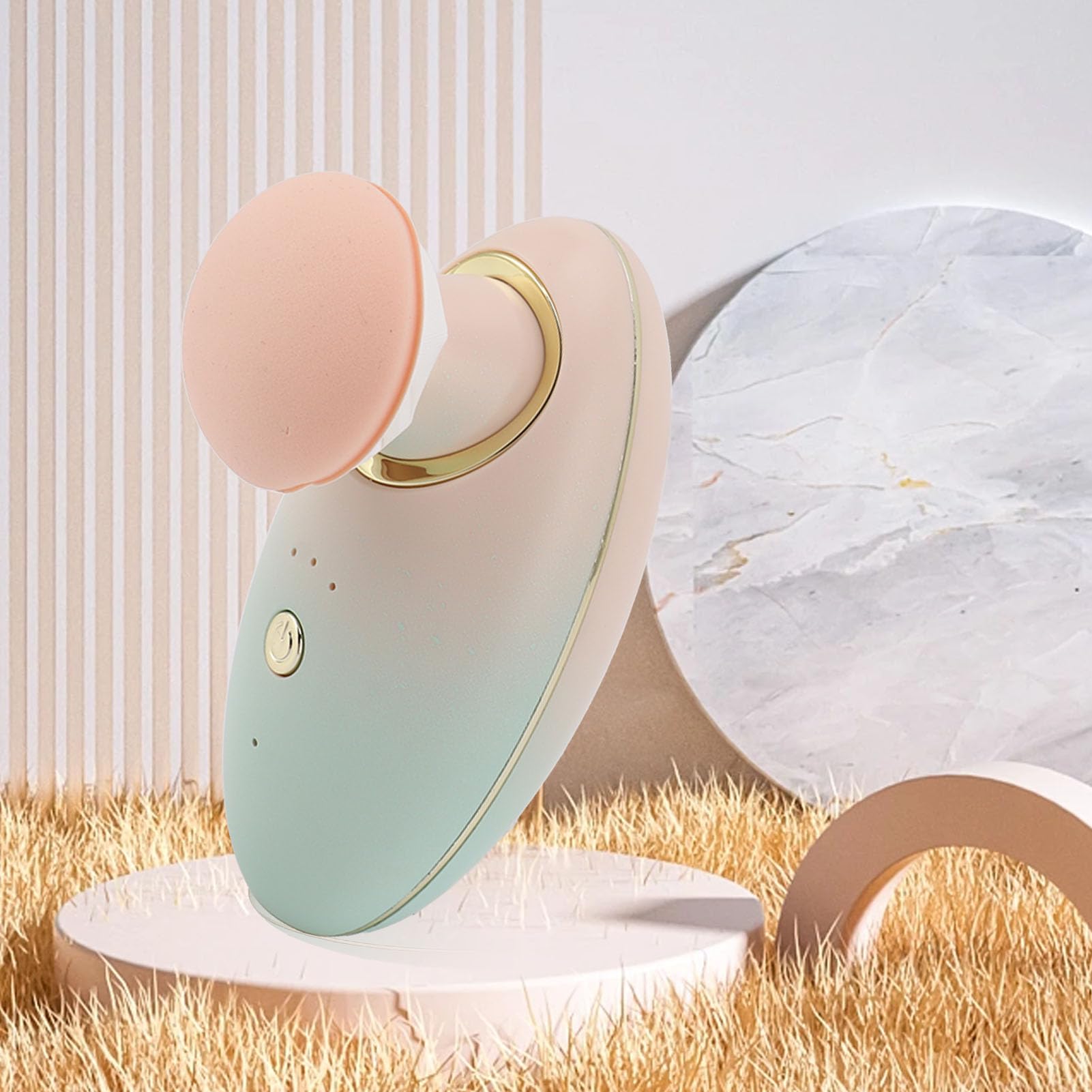 Qcwwy Aplicador de Maquillaje Eléctrico con 2 Cabezales de Esponja, 3 Velocidades, Material de Fibra Suave, Tipo de Piel, Ideal para Base y Rubor