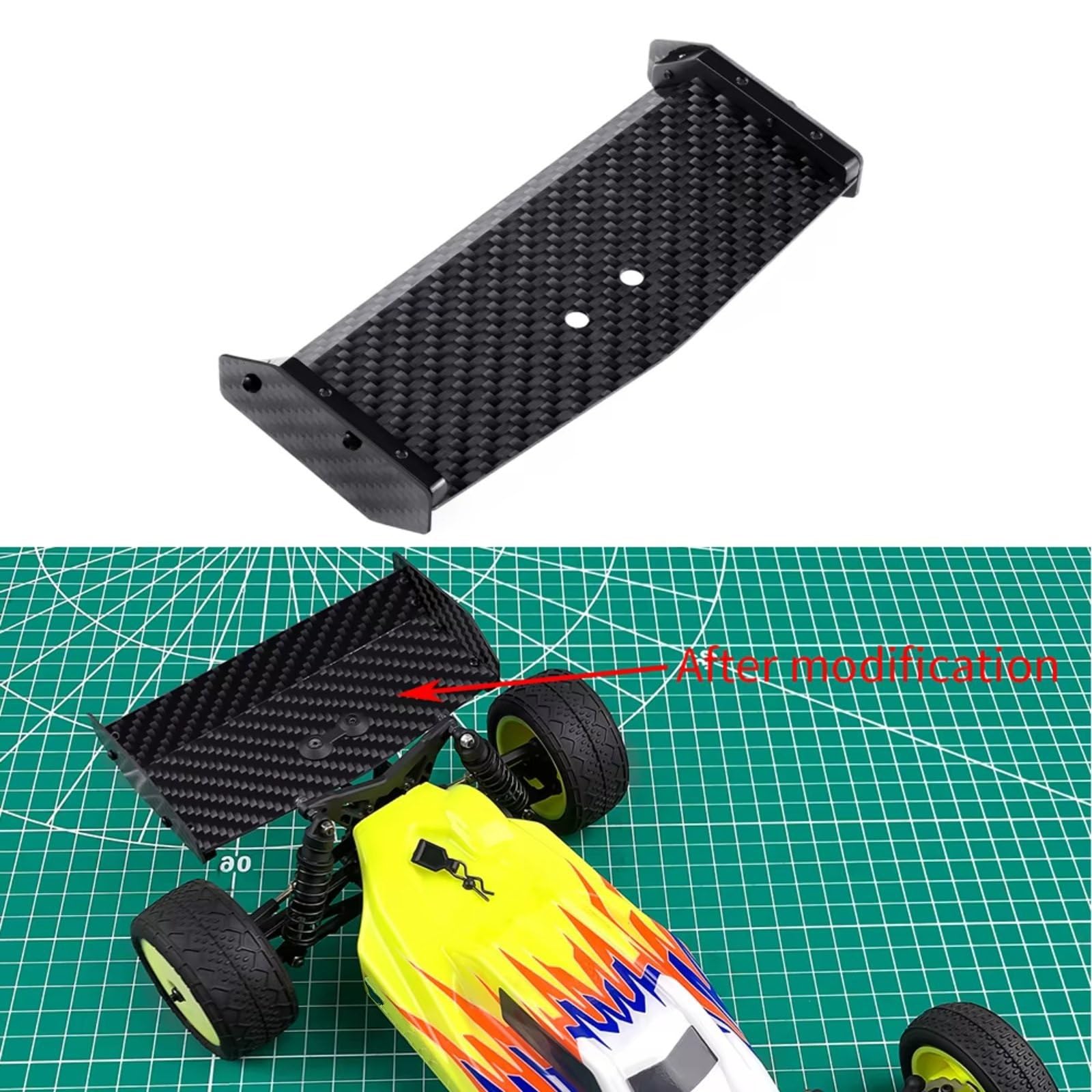 Pour Mini-B 2WD 1/16 1 Kit D'aileron Arrière Fibre Carbone Pour Buggy/camion RC pièces De Rechange RC Voitures Pièces