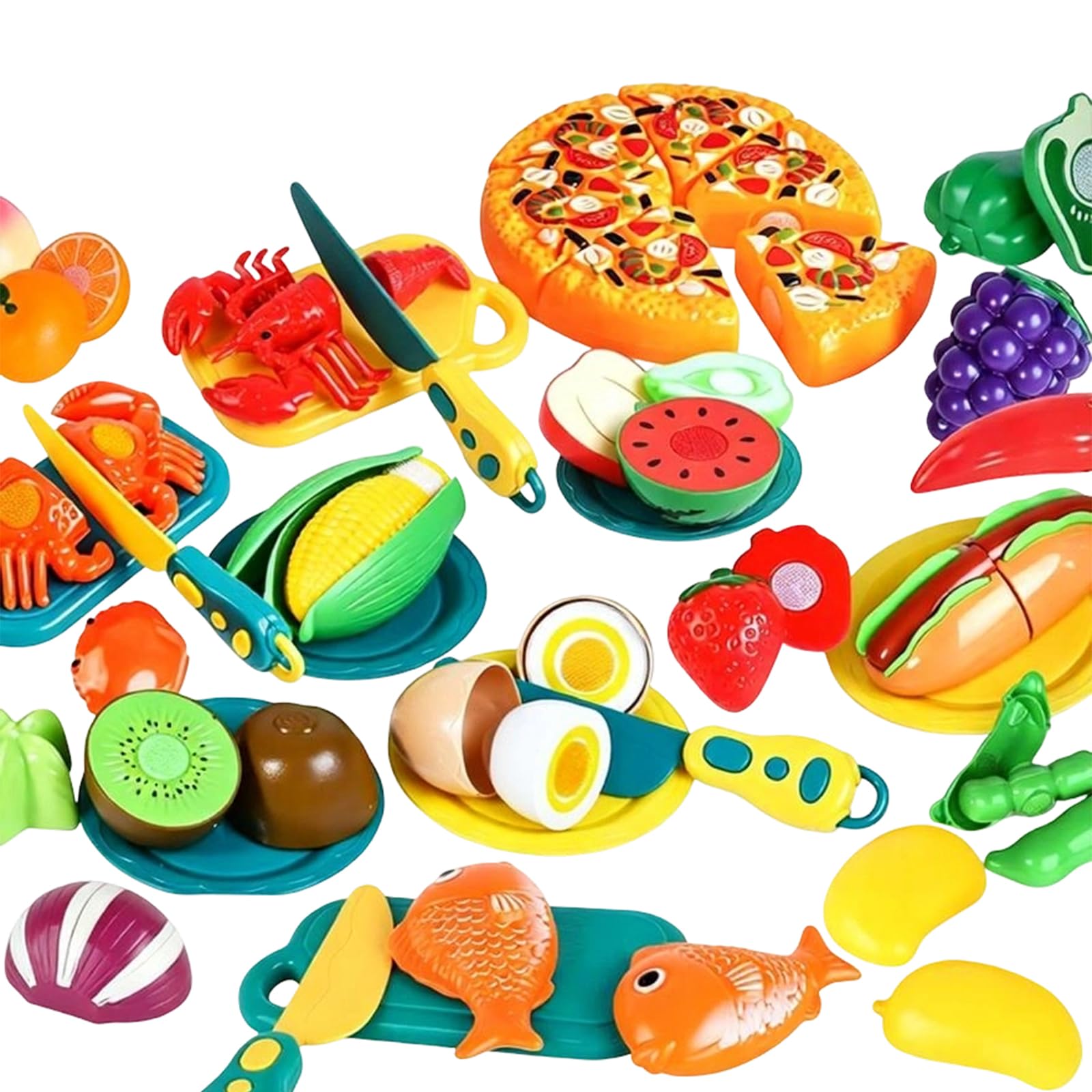 Set di giocattoli per tagliare alimenti con frutta, cestino, piatti, taglierina e utensili per giochi di ruolo in cucina, giocattolo alimentare