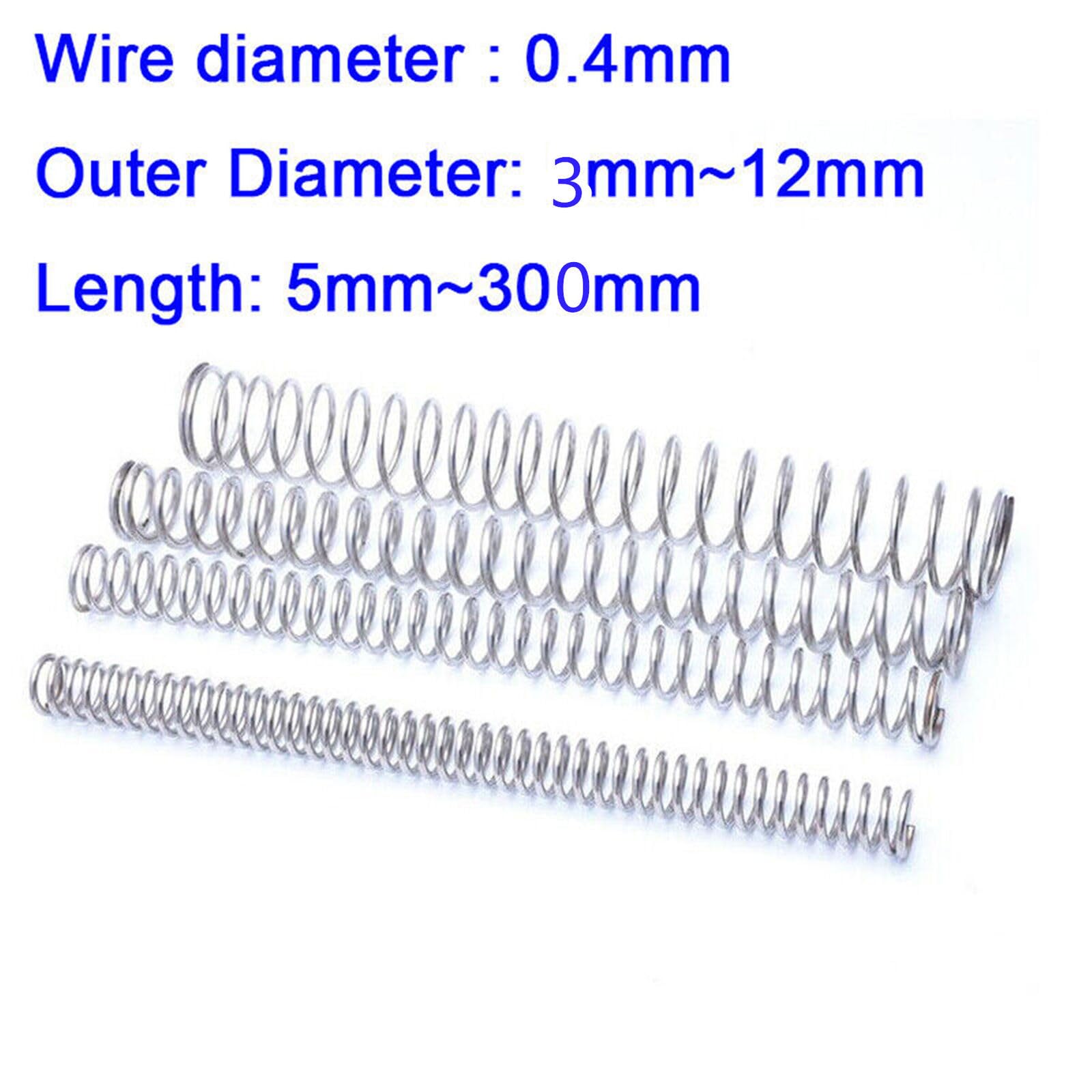 Compression Spring Wire Dia 0.4mm OD 3mm-12mm Length 5-300mm 304 Stainless (20,0.4x3x5mm)