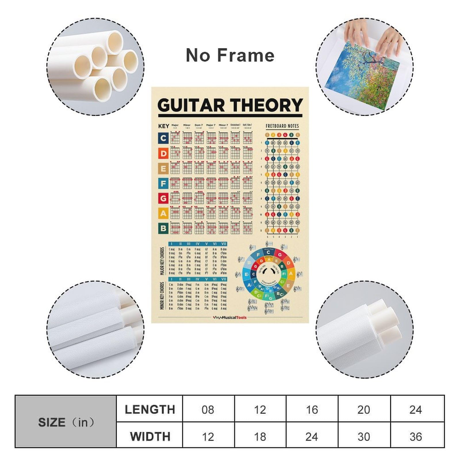 CYPGTBCK Guitar Chord Poster Guide for Beginners Music Theory Canvas Art Poster And Wall Art Picture Print 12x18inch(30x45cm)