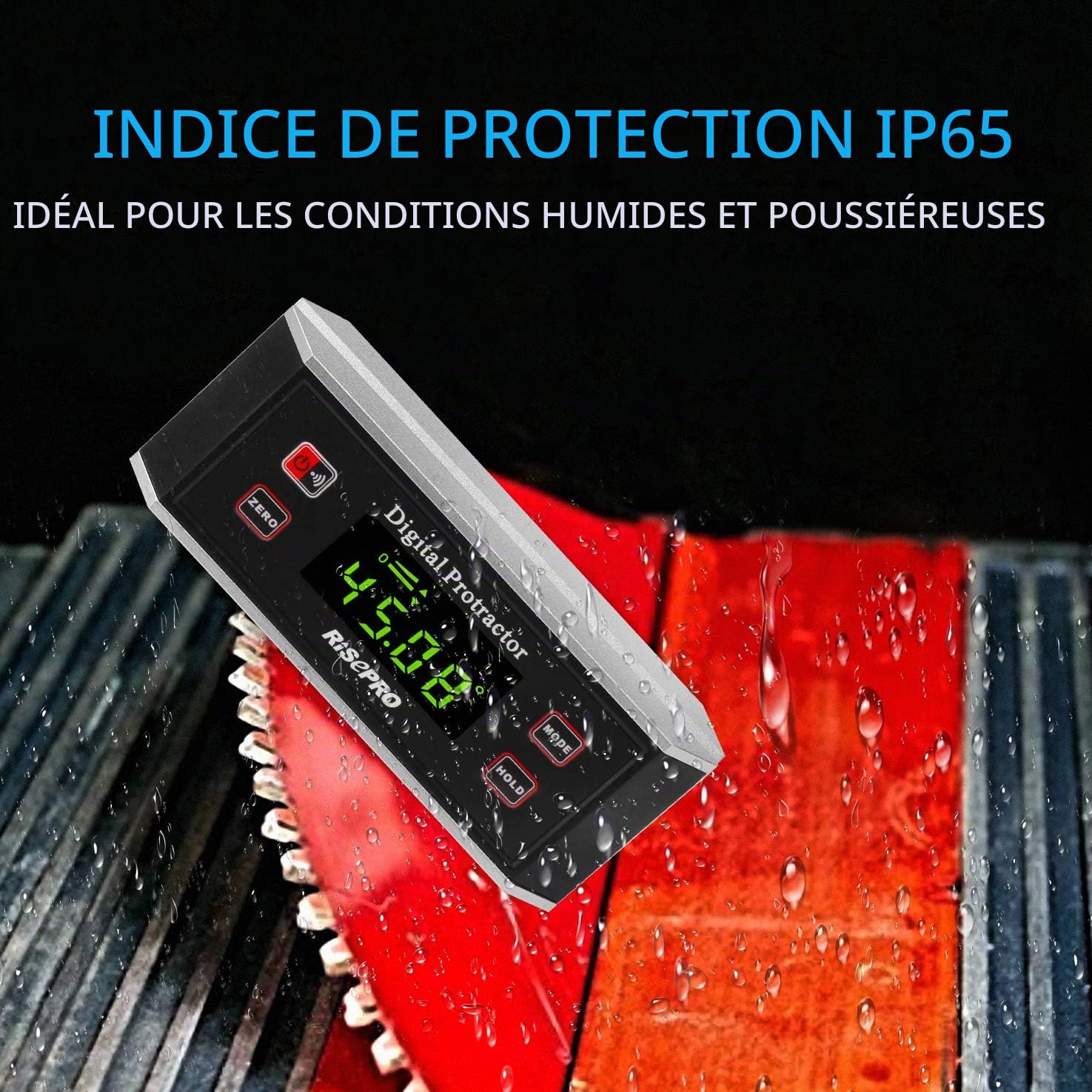 inclinomètre, Risepro® Digital Rapporteur Angle Finder Niveau inclinomètre magnétique rainure en V 0~360 degrés avec rétroéclairage 82413b