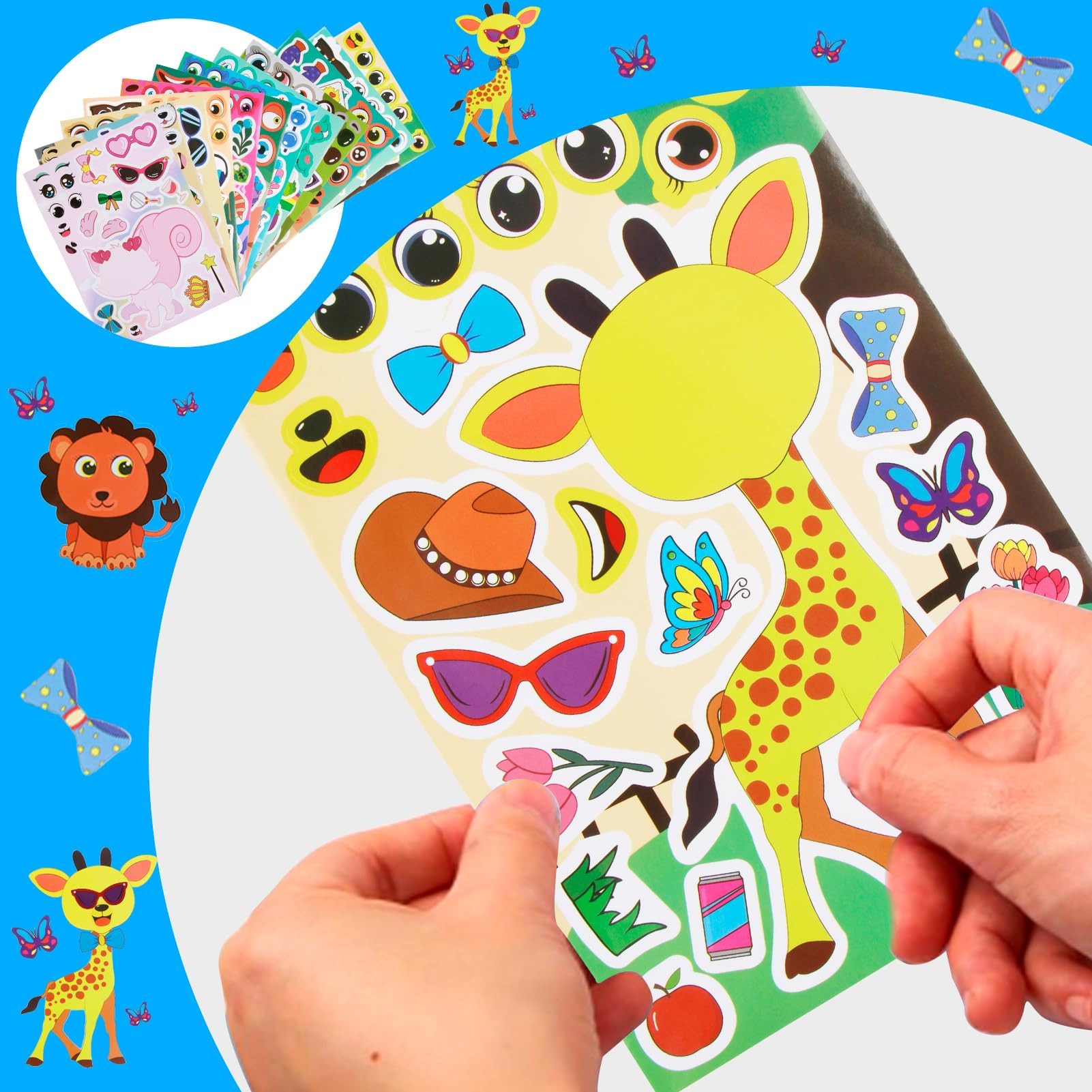 24 Adesivi Make-A-Face Per Bambini | Crea Facce Con Animali, Impermeabili, Riutilizzabili, Per Scrapbooking E Feste - 2