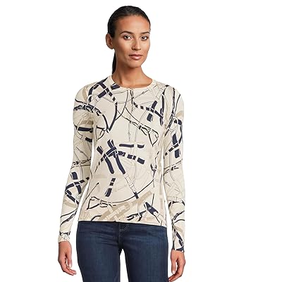 Lauren Ralph Lauren Petite Belting Print Cotton Blend Sweater Women