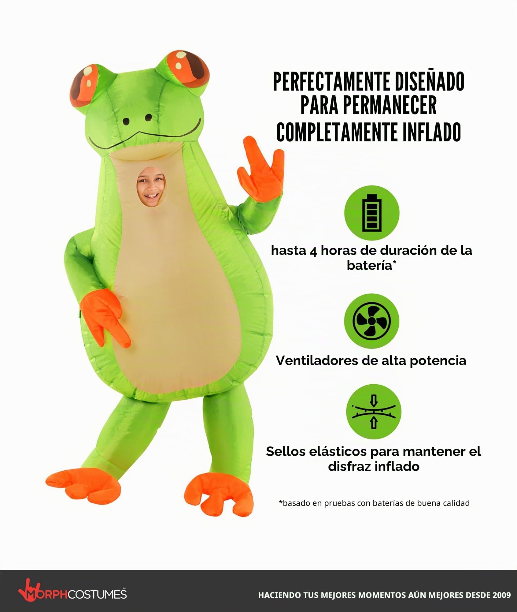Morph Disfraz Rana Inflable Niño y Niña, Disfraces para Carnaval y Halloween
