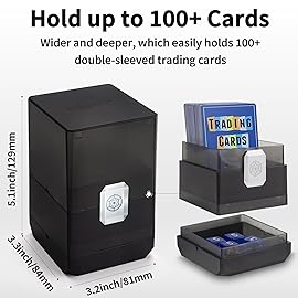 Sooez Deck Card Box with Dice Storage, 100+ Deck Case Holder, Translucent Trading Card Storage Box