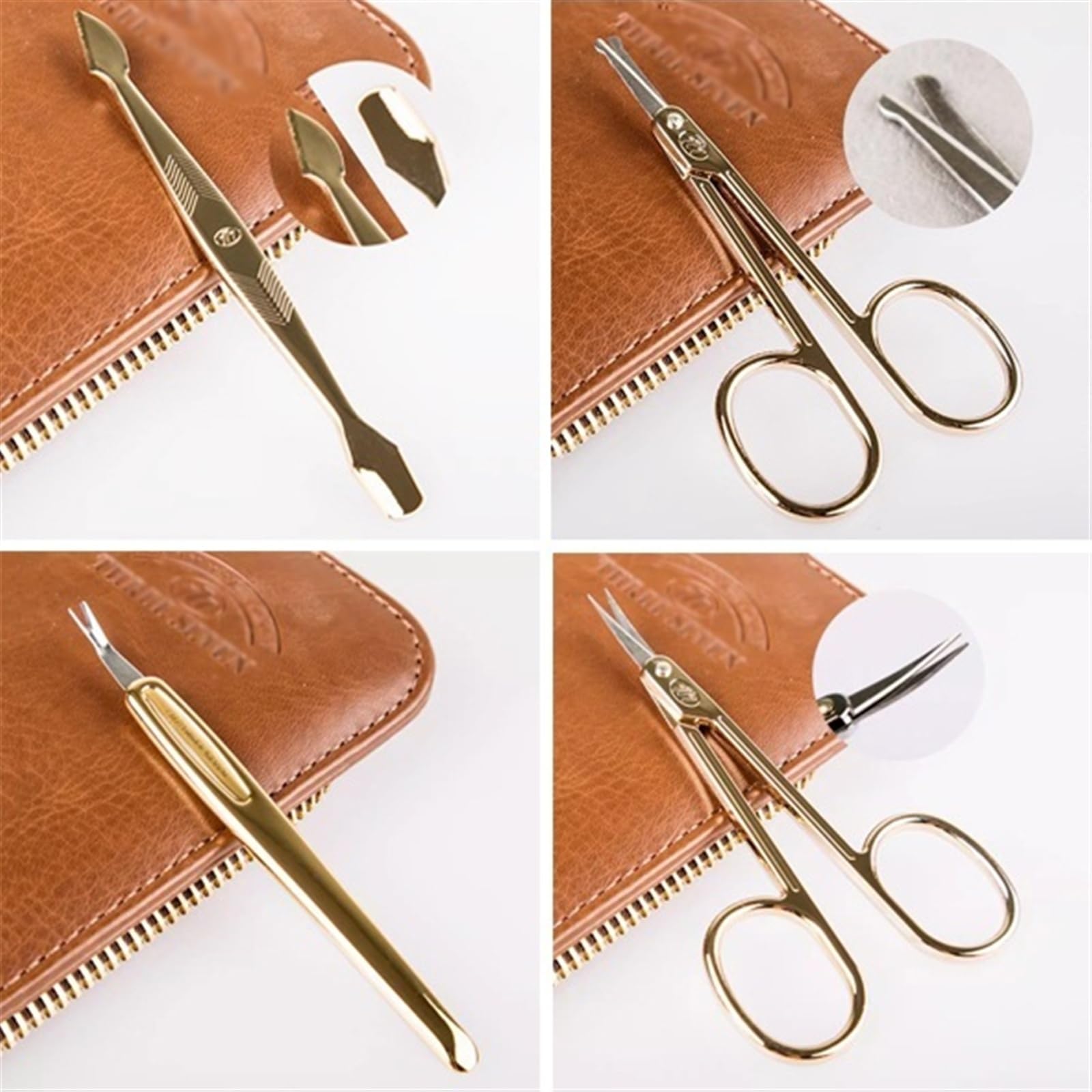 Professionelles 11-in-1-Maniküre-Set mit Nagelknipsern aus Edelstahl und edlem PU-Lederetui – ideal für Männer und unterwegs.