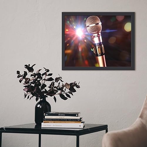Miniatura 5 de RTFGHJS Impresiones artísticas de pared con micrófono de karaoke, marco de madera de 11.8 x 15.7 pulgadas, impresión de pintura para casa de campo,