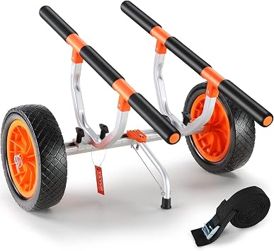 VEVOR Kayak Cart, Heavy Duty 450 LBS Load Capacity Kayak Trailer, Detachable Canoe Trolley Cart with Adjustable Width & Nonslip Support Foot, 12 Solid Tires for Kayaks Canoes Float Mats Paddleboards