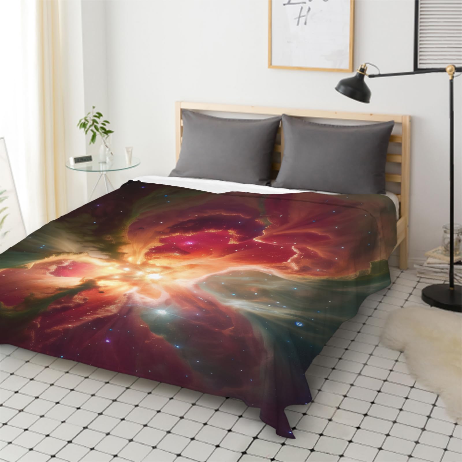 Manta de Franela Galaxia 180x200 cm Manta de Franela de Microfibra Estrellado Manta de Felpa Suave para Sofá Cama Manta Polar Invierno Gruesa y Esponjosa Caliente