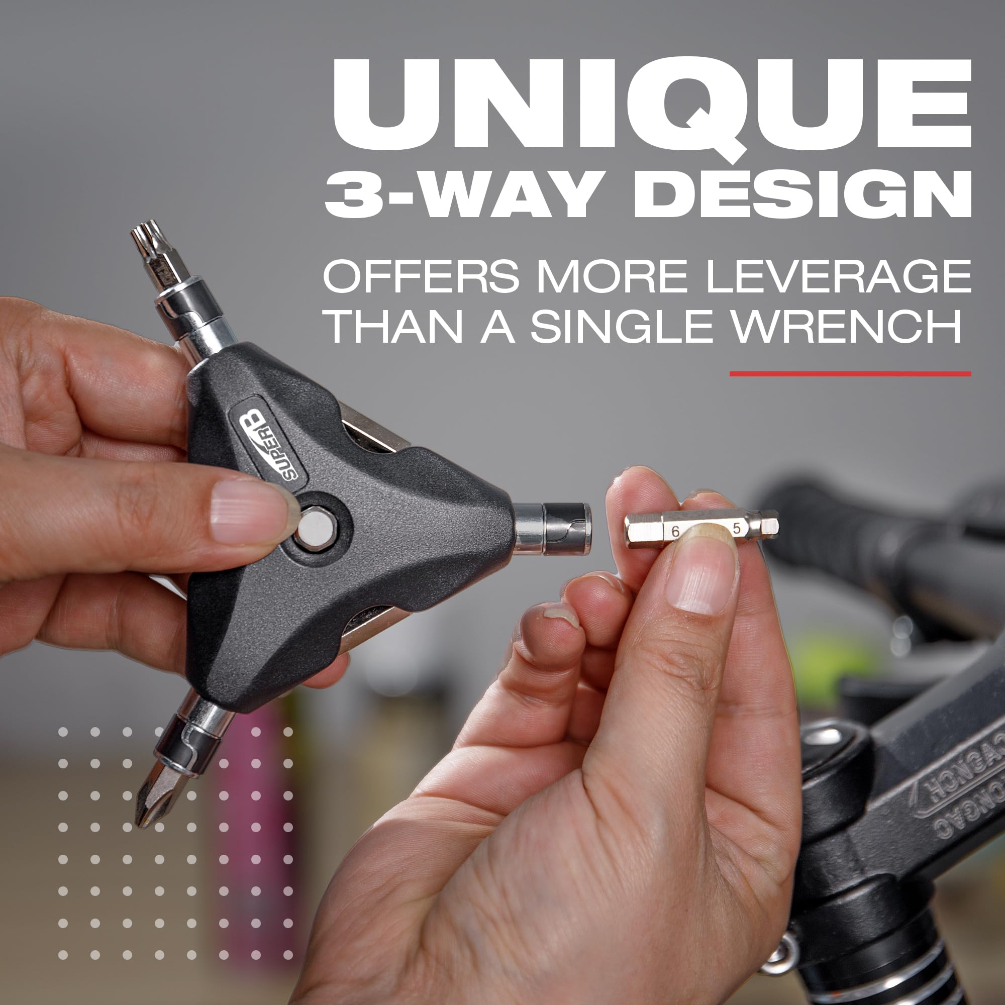 Llave en Y 13 en 1 - Llave inglesa de tres vías intercambiables Allen, hexagonal, Torx, plana y cruceta - Kit multiherramienta para bicicleta fuerte, fácil y cómodo