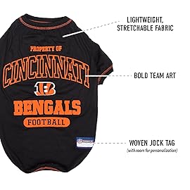 NFL Cincinnati Bengals Dog T-Shirt for Pets, Size Medium. Officially Licensed Pet Shirt with Team Logo, Soft Stretchable Comfort Fit Apparel for Dogs & Cats