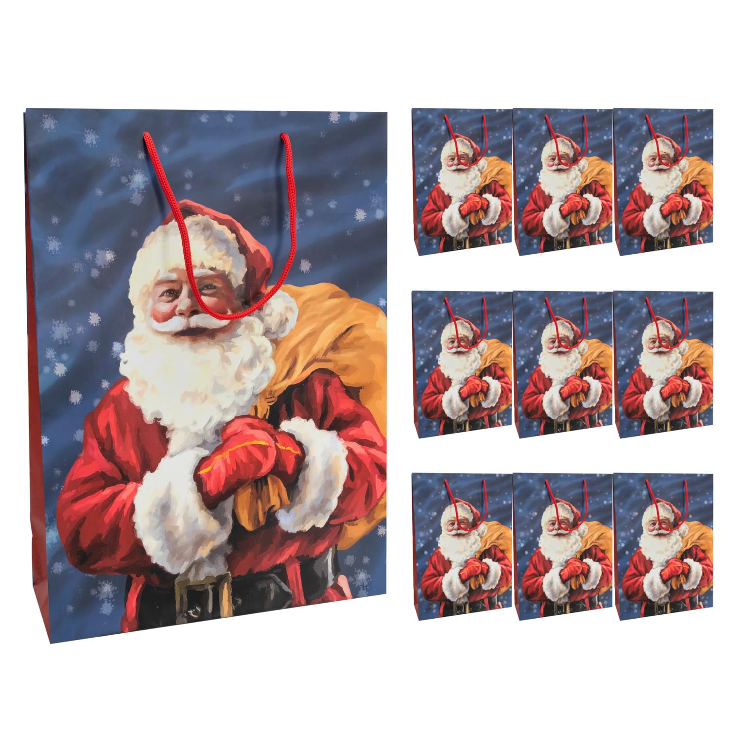 Idena 30366-10 Santa Gift Bags, Pack of 10, 18 x 23 x 8 cm, Paper Bags, Gift Bags, Christmas Bags