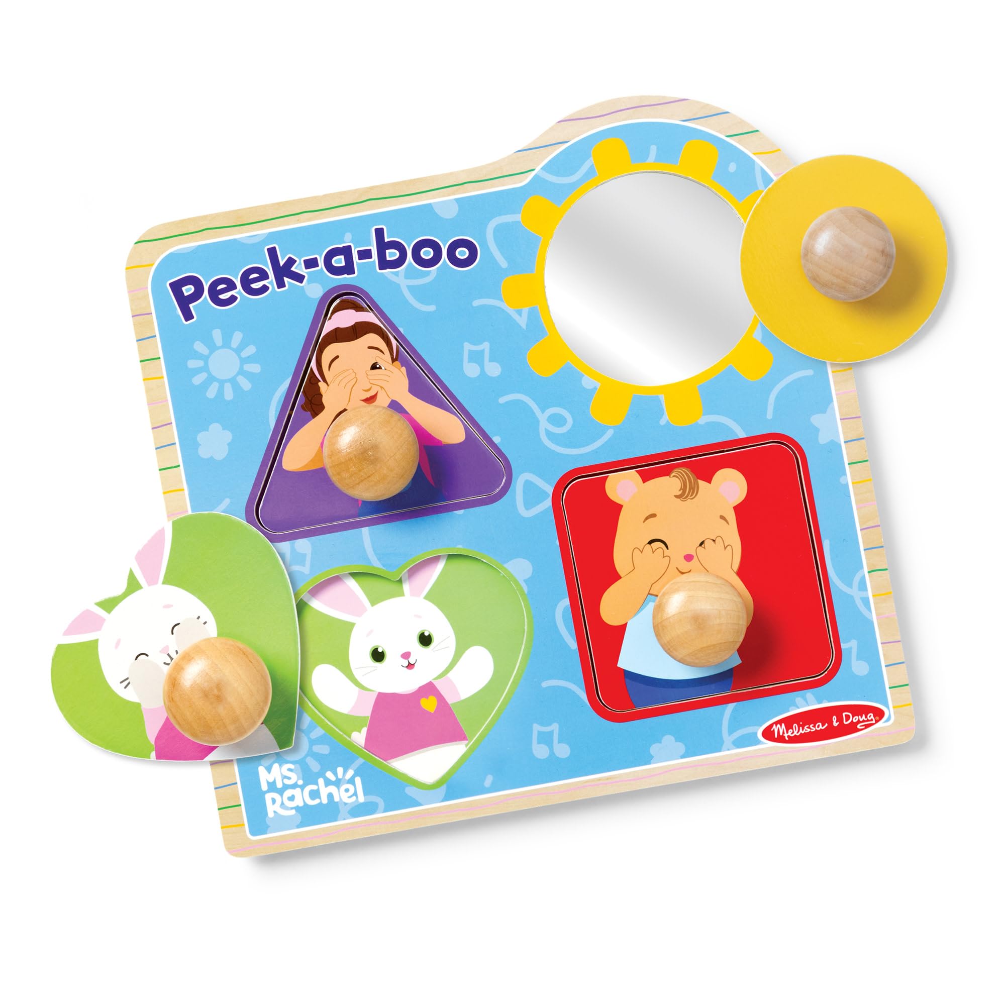 Melissa & Doug Ms. Rachel Wooden Peek-a-Boo Jumbo Peg Puzzle | Learning Toy for Kids | Age 1+ - FSC Certified