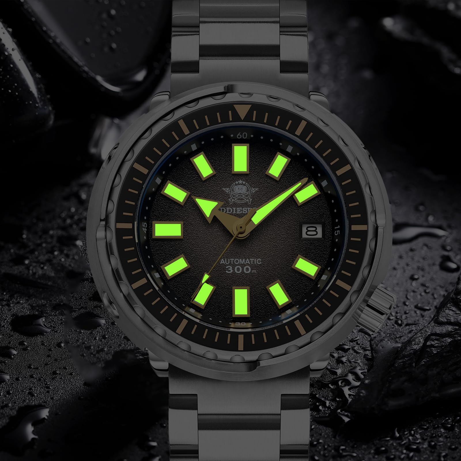ADDIESDIVE Reloj automático Hombre NH35A Reloj mecanico Cristal de Zafiro BGW9 luminososreloj de Buceo automatico con Pulsera de Acero Inoxidable AD2090