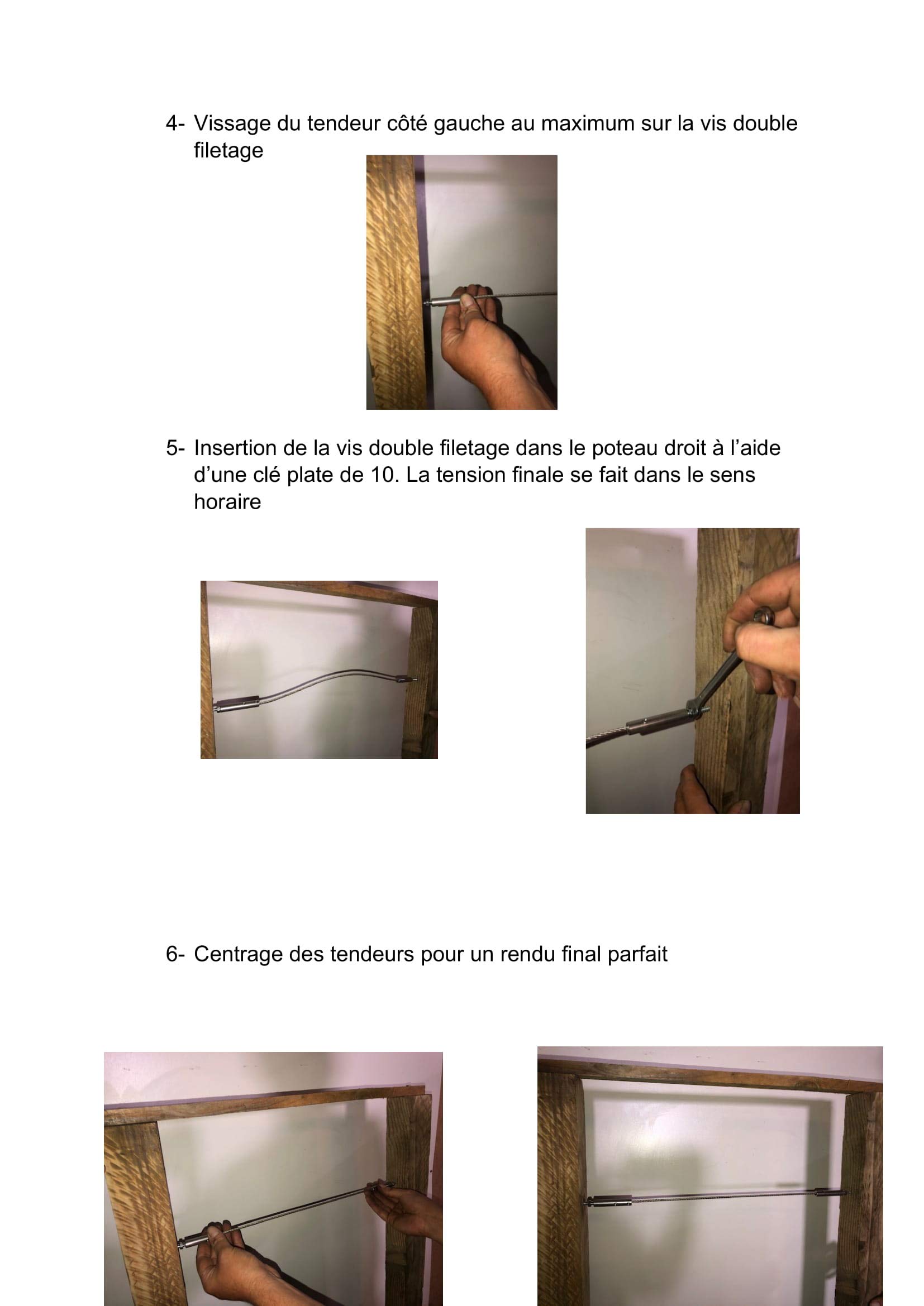 Pack de 20 m de cable de acero inoxidable de 4 mm de diámetro y 10 tensores de madera