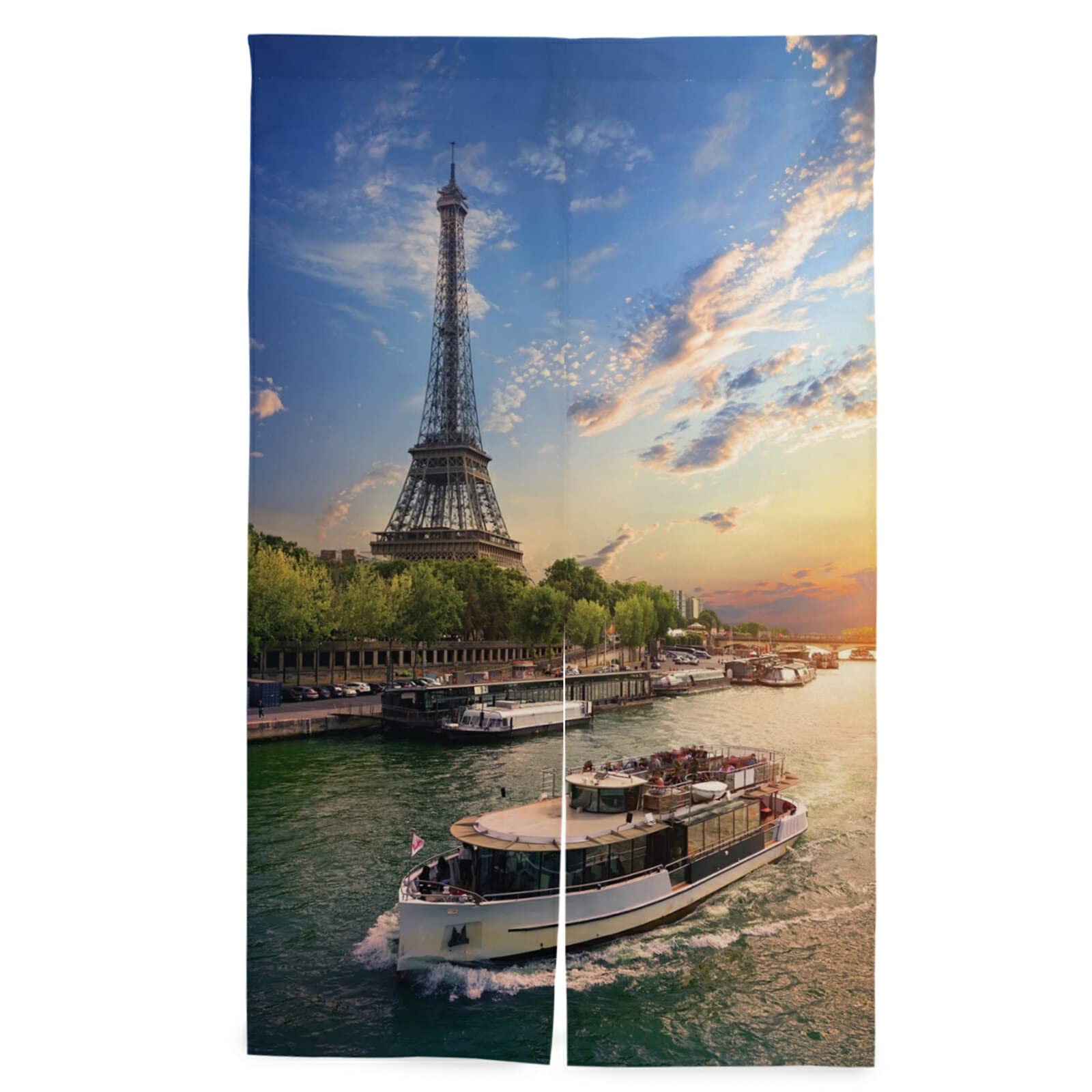 Amazon｜のれん 外国風景 異国 エッフェル塔 景色 ILIUEND 暖簾