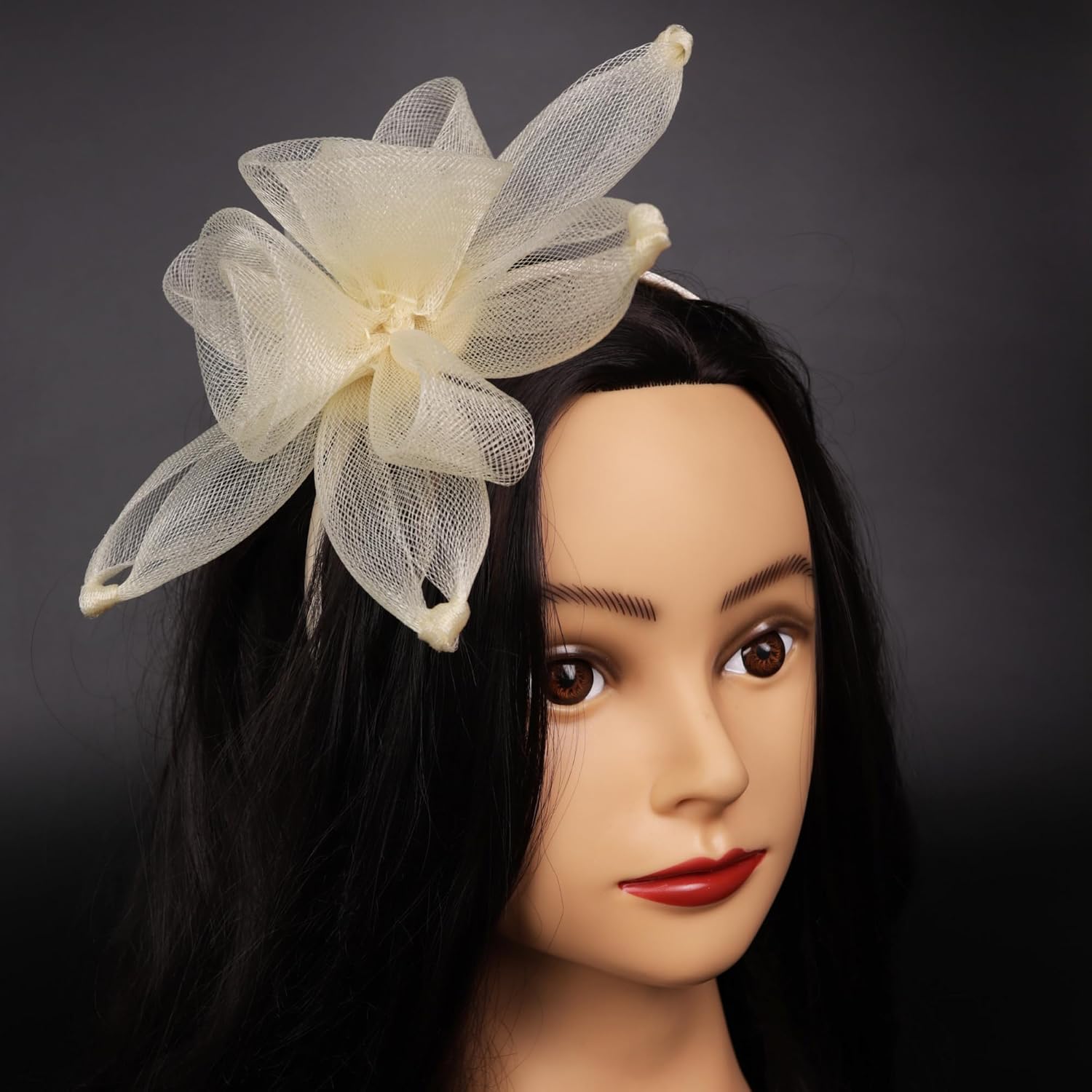 Needzo Colored Fascinator, Derby, Church and Tea Party Accessory, Headband or Hair Clip for Women, One Size Fits Most (Tan)