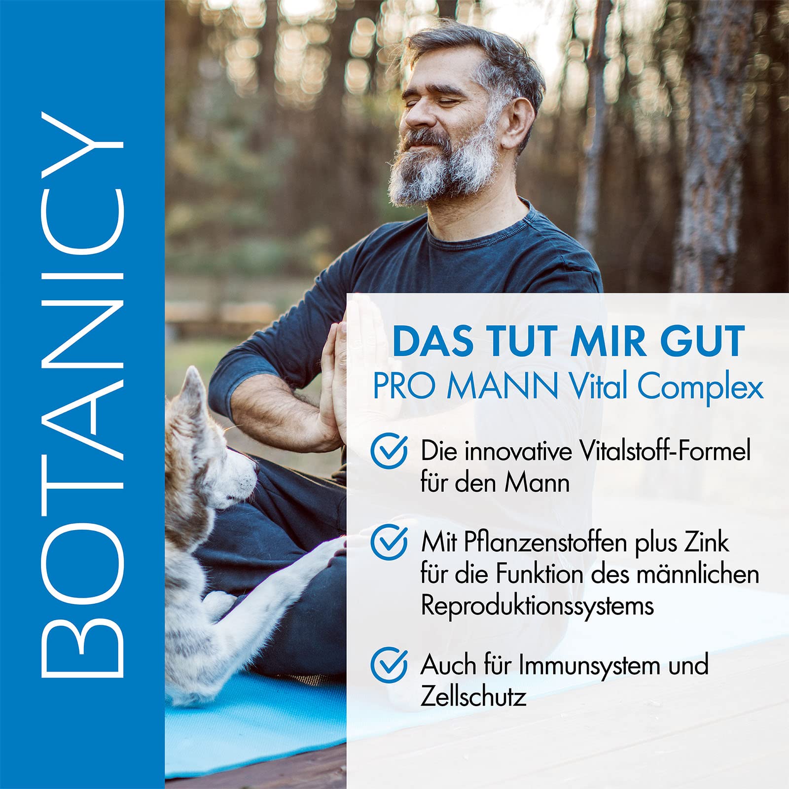 Botanicy PRO MANN VITAL COMPLEX 3er Set - Kürbiskern, Brennessel & Weidenröschen Extrakt + Zink - Mit Markenrohstoff Plasys 300® aus Pollenextrakten - Natürlich, Hormonfrei, Vegan - 270 Männer Kapseln