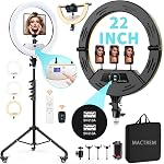 MACTREM 10“ Luminaire de bureau avec support, bureau LED Circle Halo Light avec support de téléphone pour la réunion de zoom d'ordinateur, Laptop Light pour les appels vidéo de conférence, Streaming en direct, Podcast, Selfie, maquillage