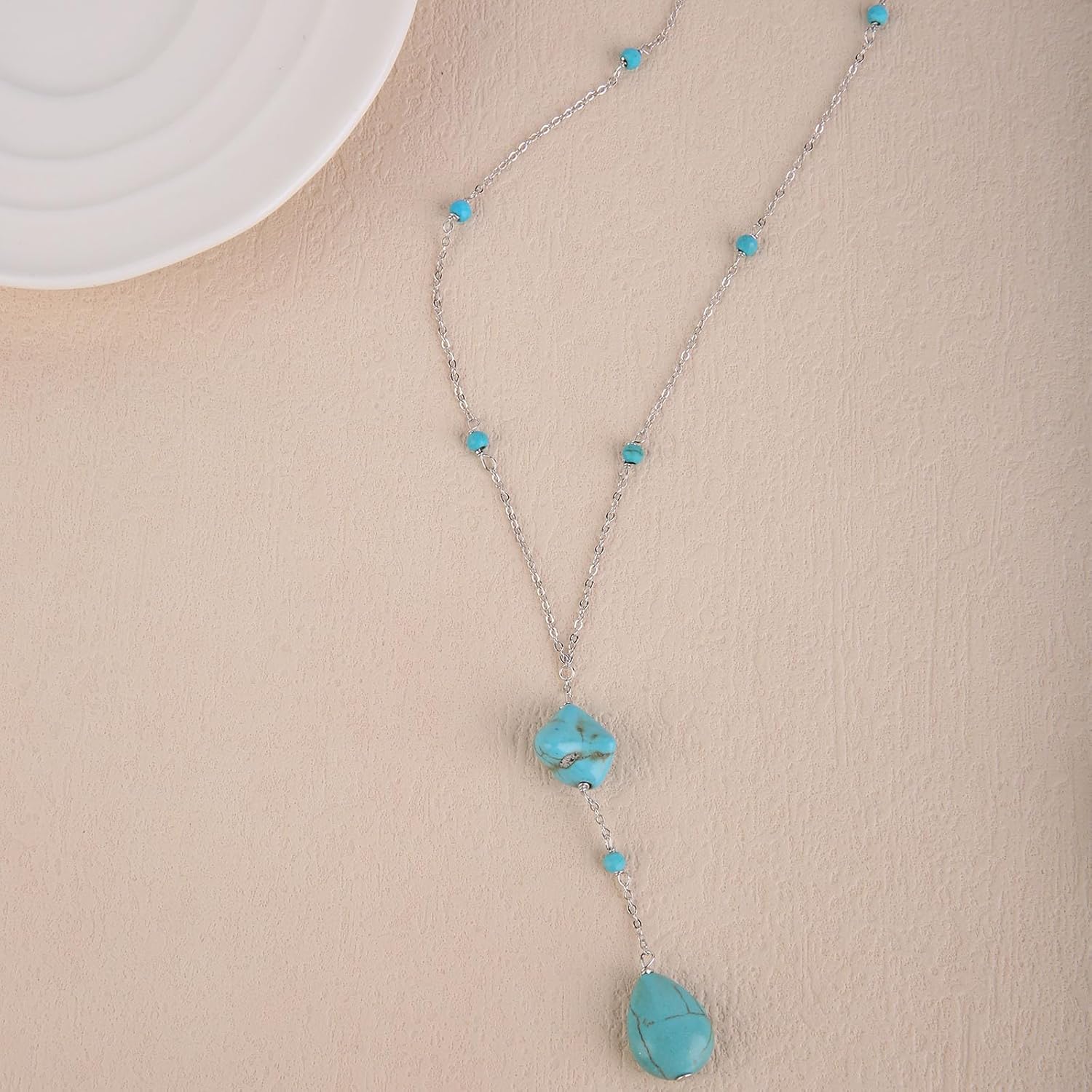 Colloca Turquoise Y-shaped Necklace for Women, Delicate 925 Sterling Silver Western Bohemian Necklace, Boho Jewelry, Gift Box included - Image 8