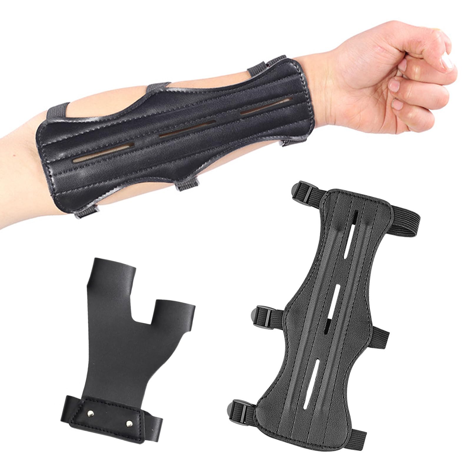 Protezione Braccio Per Tiro Con L'arco - In Pelle PU, Regolabile, Per Destri E Mancini, Confortevole E Resistente - Foto 11