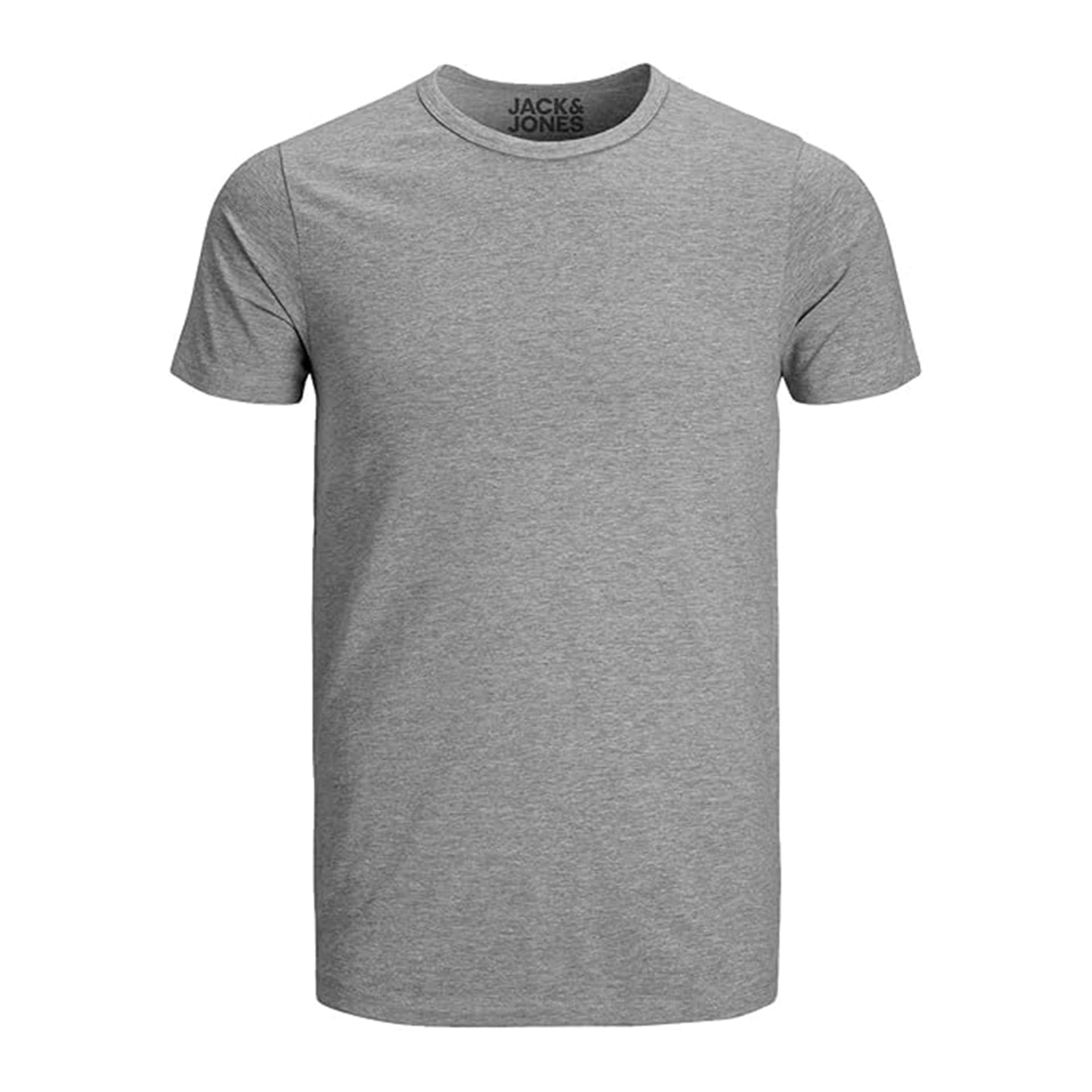 JACK & JONES Pack de 3 camisetas básicas para hombre con cuello redondo monocolor Slim Fit en blanco, negro, azul y gris 12167630