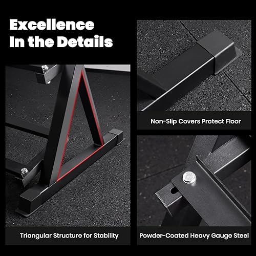 Miniatura 4 de LIONSCOOL Soporte ajustable para mancuernas de 4 niveles, resistente almacenamiento de peso de 1000 libras para mancuernas, pesas rusas  Organizador