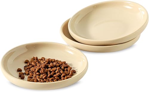 Miniatura 8 de 3 cuencos de cerámica para gatos, 5.5 pulgadas, platos para gatos para alimentos y agua, plato pequeño para perros (blanco) Blanco,Caqui,Negro
