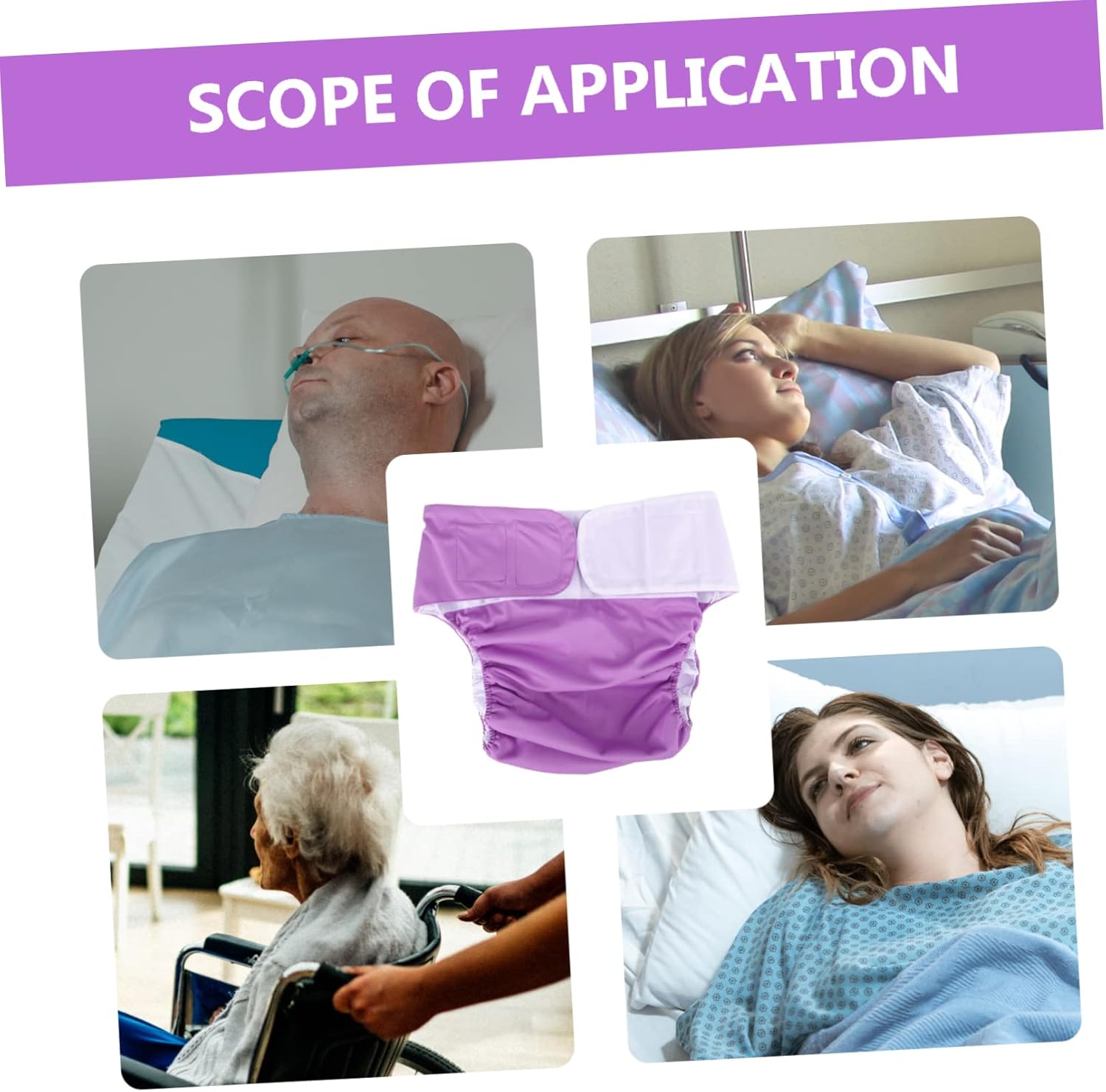 Reusable Washable Elderly Diaper Breathable Leakproof Urinal Pant for Home Care Comfortable Fit for Adults High Absorption Elasticated Legs Purple to Feet