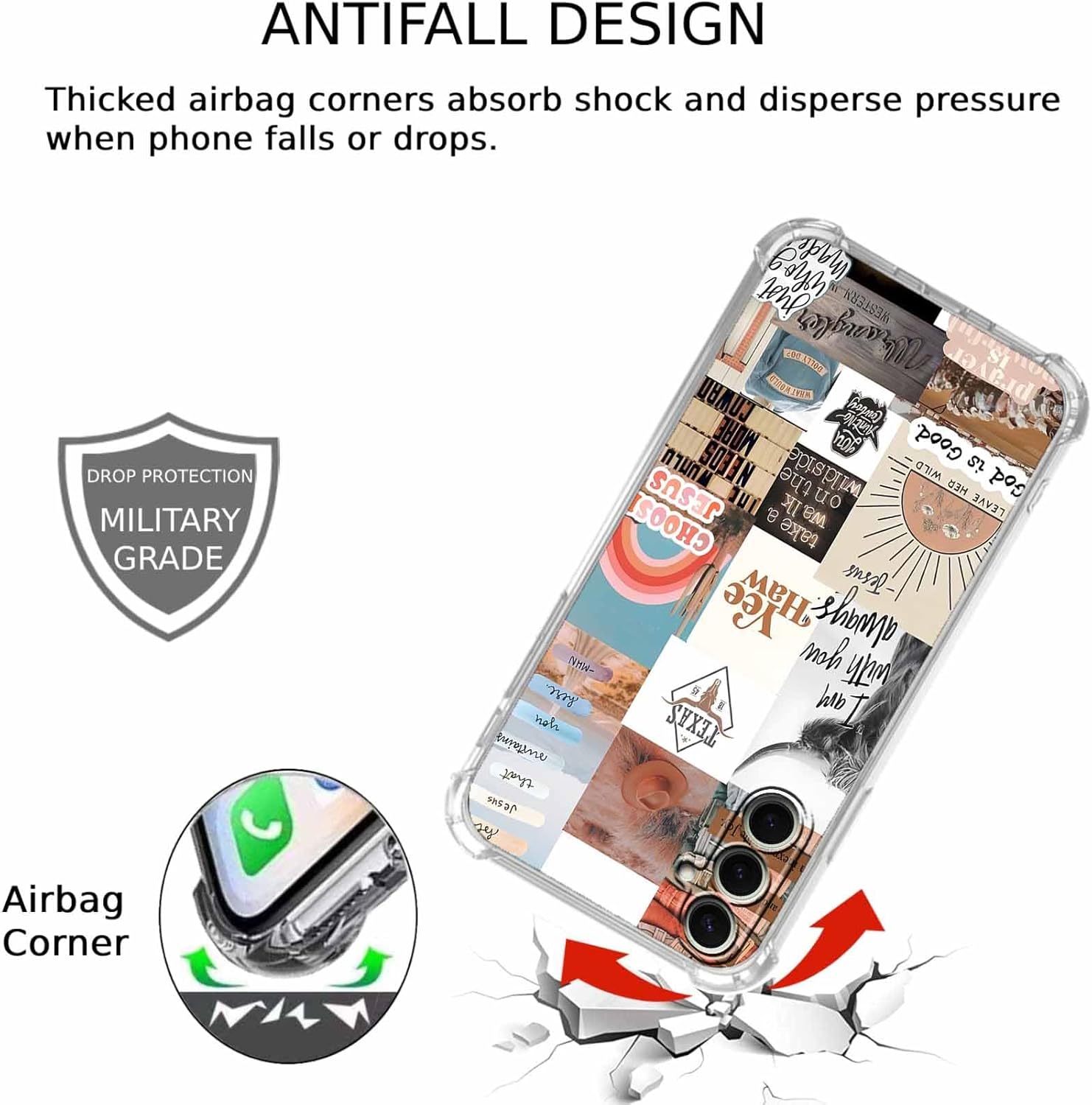 Jesus and Cowboy Case for Samsung Galaxy S24,Christian Quotes and Western Cowgirl Collage,Trendy TPU Bumper Case for Galaxy S24 - Image 2