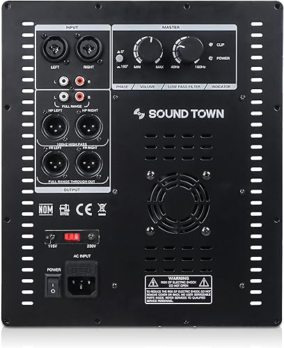 Miniatura 10 de Sound Town METIS Series Subwoofer alimentado de 1800 vatios de 15 pulgadas con amplificador de clase D, bobina de voz de 4 pulgadas, filtro de paso
