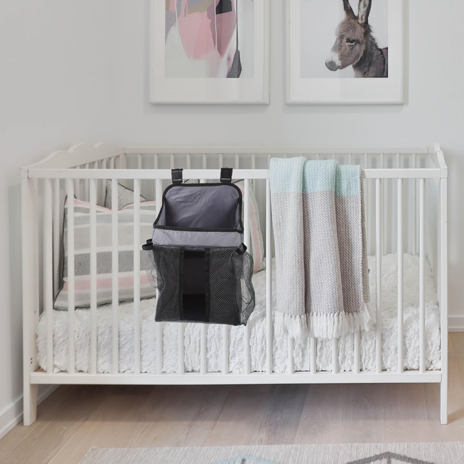 Gatuida Hängender Wickel Organizer mit Großem Fach und Mesh für Windeln und Babyutensilien Faltbarer Aufbewahrungsbeutel für Babybett Vielseitige Kultur Windeltasche für Unterwegs