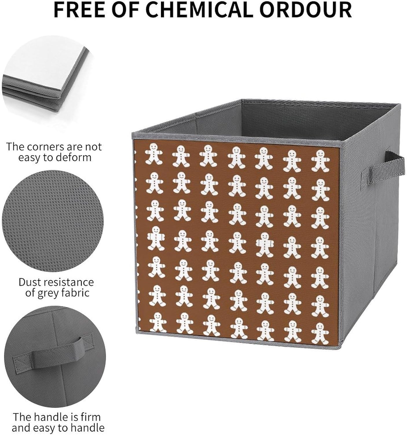 Functional Cube Organizer Bins, Christmas Gingerbread, Foldable Storage Containers for Bedroom, Living Room, Practical Storage Idea