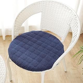 Sitzkissen Rund 30cm, Weiche Stuhlkissen 4er set mit Rutschfest Waschbar Cordstoff Sitzauflage Stuhl mit Reißverschluss, Sitzpolster Stuhlauflage für Indoor Esszimmer Küche Outdoor Garten, Dunkelblau