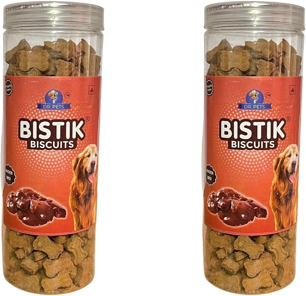 Dr.Pets Bistik | Dog Biscuits for Adult Dog and Puppy Biscuits | Chicken Oats Flavor | Gluten Free, Non Veg Treats with Natural Ingredients | Healthy Snacks for Dogs (Pack of 2, Chicken Liver)
