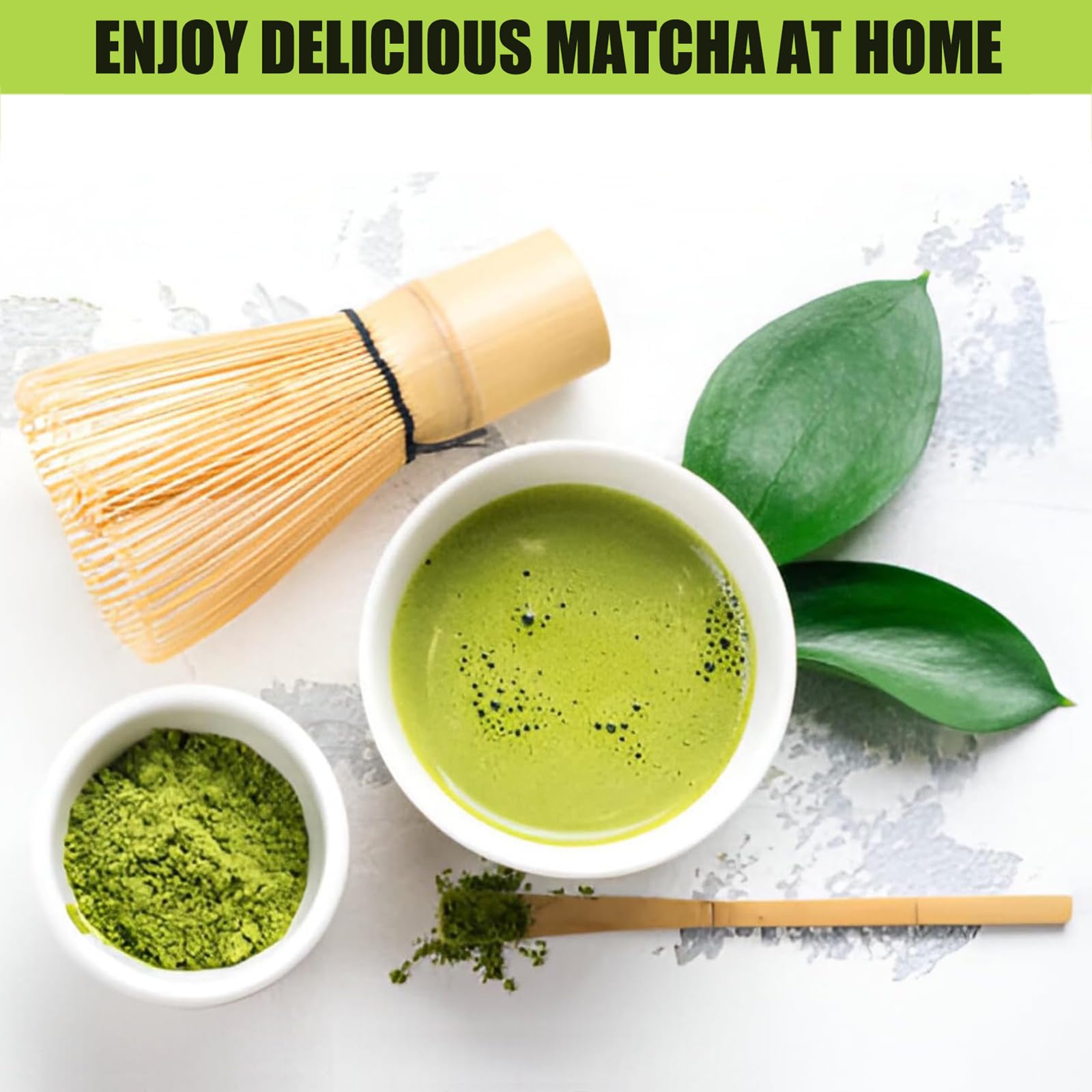 Japanisches Matcha-Set für Zeremonien, 7-teilig, Schüssel, Schneebesen, Löffel, Sieb, Schneebesen und Löffel, komplettes Matcha-Set, ideal für Zuhause und als Geschenk (weiß)