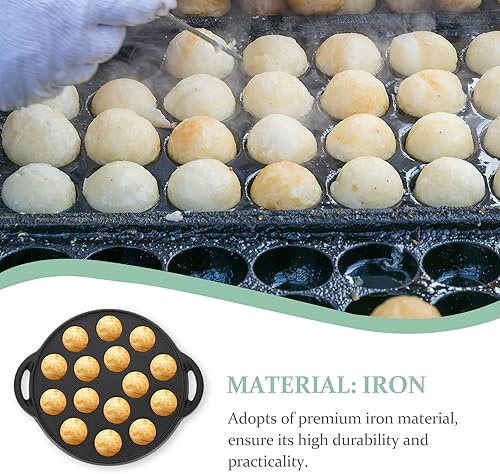 Miniatura 4 de Cabilock Plato de hierro fundido Aebleskiver Escargot Plato de caracol hongo Escargot Plato platos platos 15 compartimentos Snail Pan para hornear