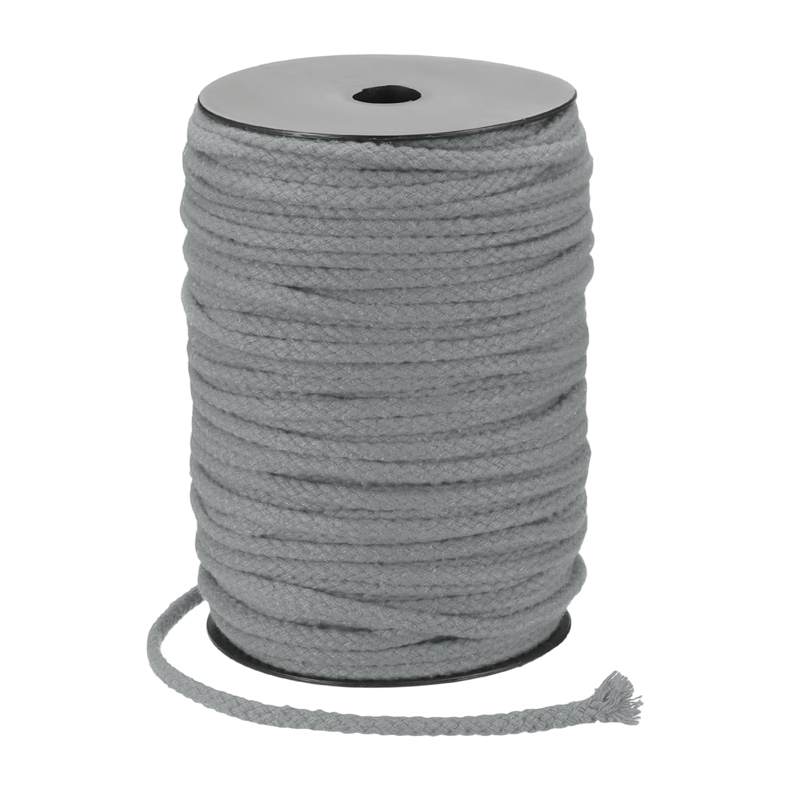 sourcing map Macrame Cord 5mm x 90m Handmade Natural Cotton Rope, 8 Strand Twisted Braided Rope Cord for Plant Hanger Wall Hanging Dream Catcher Crafts Home Decoration, Dark Gray