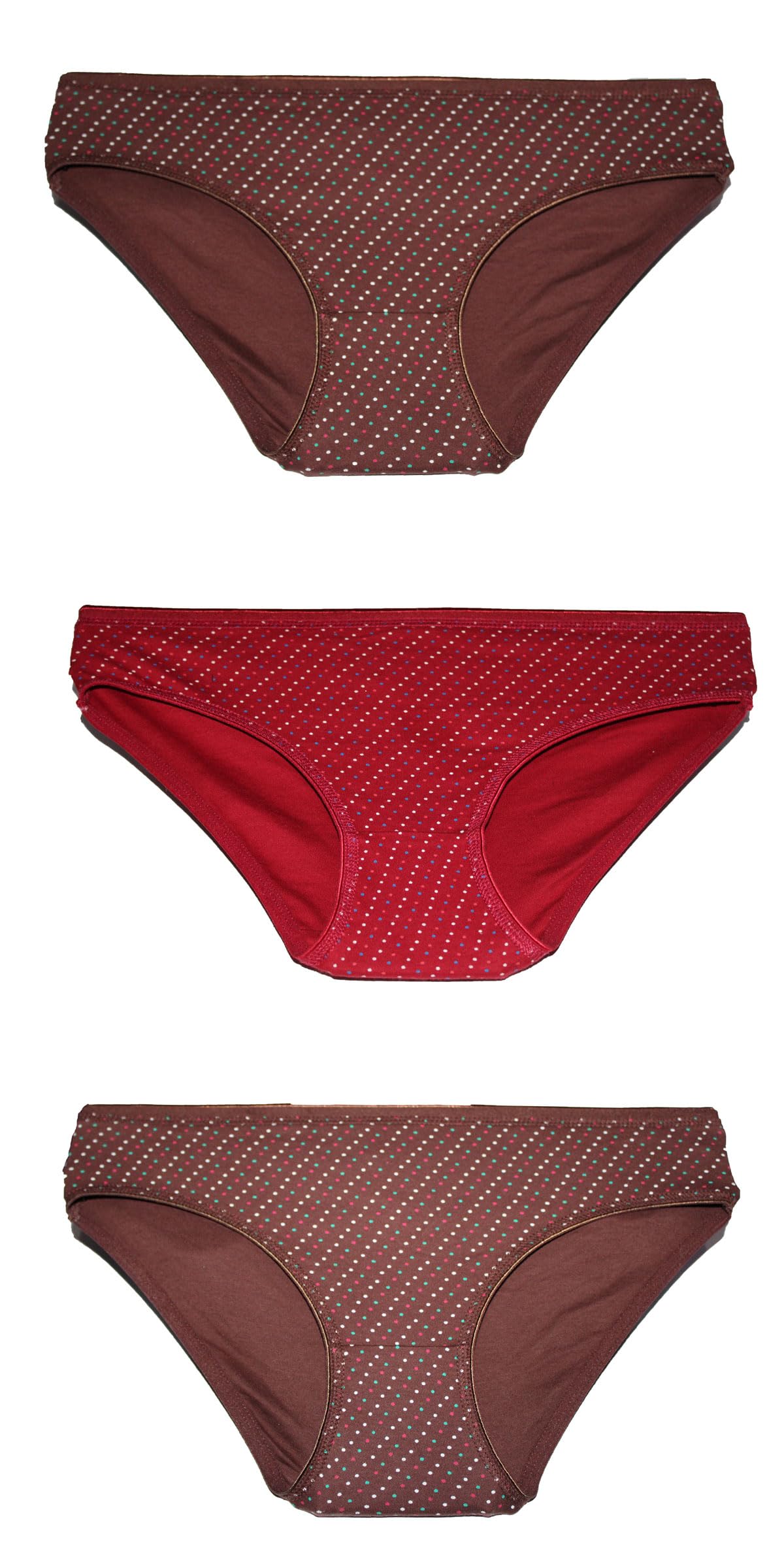 Women's Cotton Panty Set, Maroon and Red, Low Rise Bikini Panty with-Maroon, Brown, Maroon Color-image-48