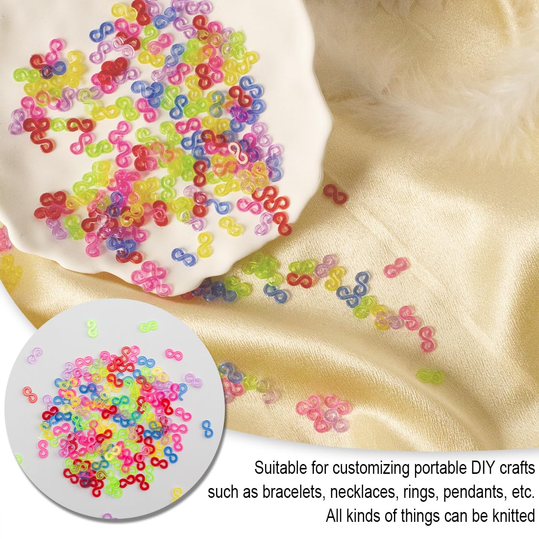 YQQYG Lot De 1000 Connecteurs Arc-en-ciel En S Pour