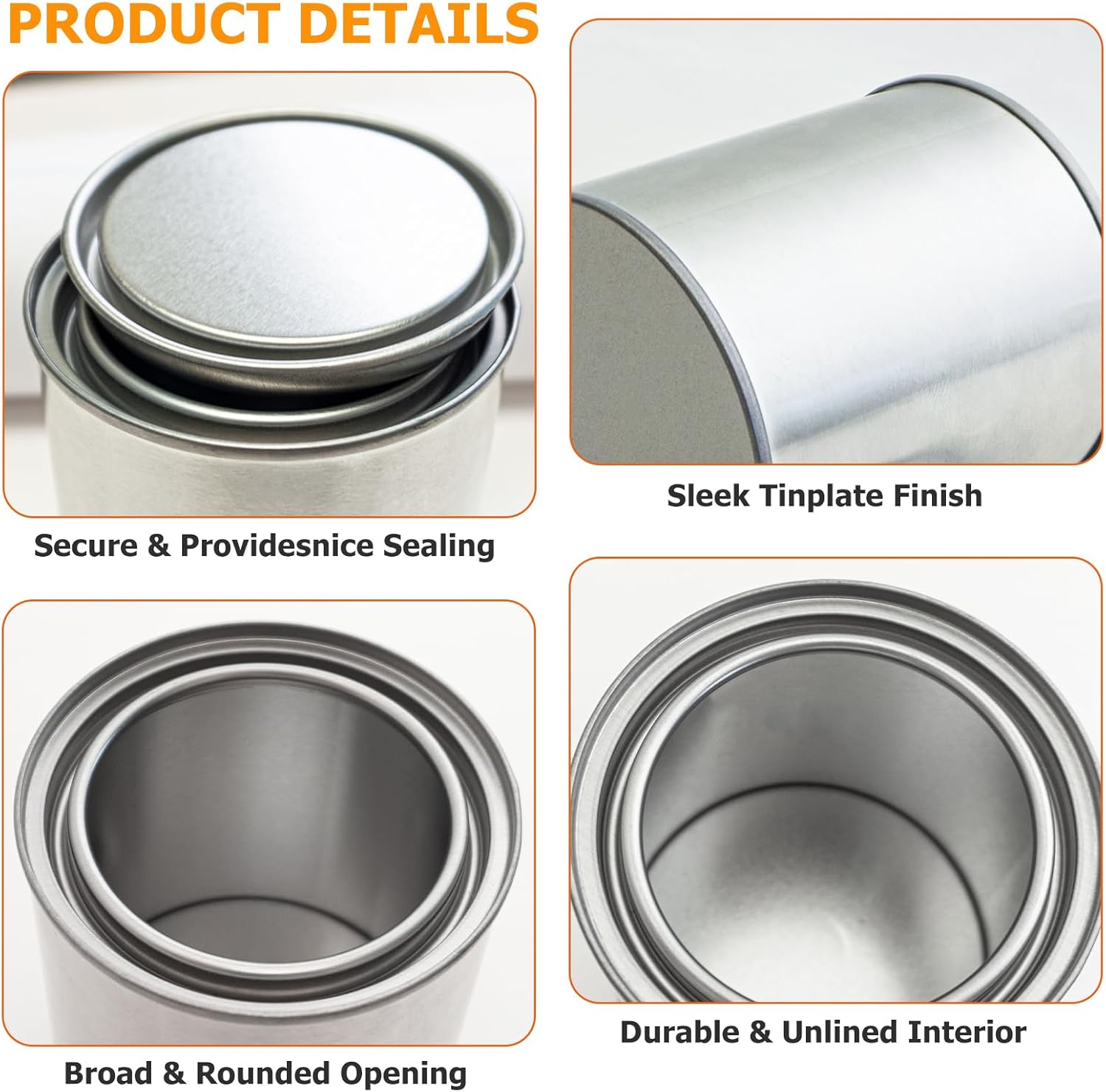 12 Pack Empty Paint Cans with Lids 0.8 Pint Tin Unlined Paint Buckets Bulk Paint Storage Containers, Quart Metal Unlined Paint Pails for Crafts DIY Projects, Storage, Painting