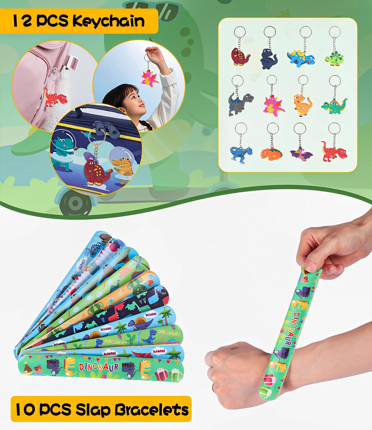 73 Pezzi Bomboniere Dinosauro Per Feste Bambini - Sacchetti, Portachiavi, Tatuaggi Luminosi