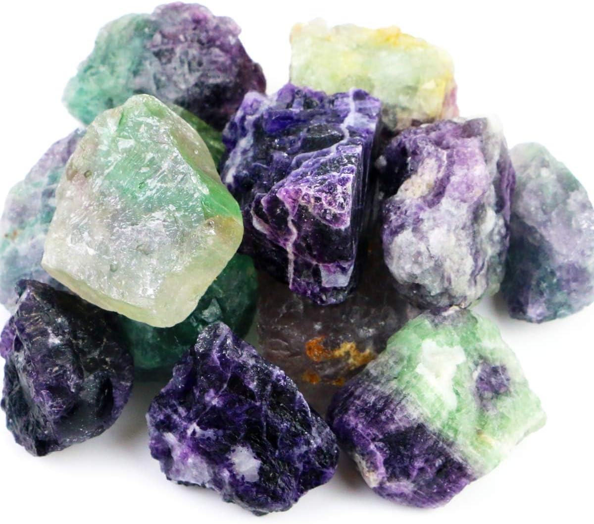 Fireboomoon 2lb/950g Rough Natural Fluorite Stone Raw Rainbow Fluorite Gemstone Crystal Rock for Cabbing,Tumbling,Cutting,Polishing,Lapidary,Healing Reiki,Jewelry Making and Home Decoration