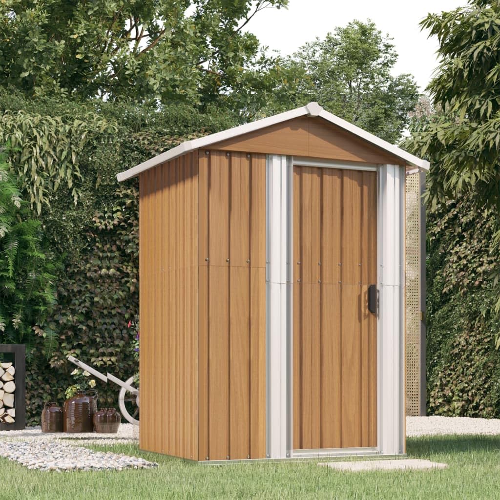 Générique Abri de Jardin Marron 126x97,5x177 cm Acier galvanisé,Maison & Jardin,Pelouses & Jardins,Vie en extérieur,Structures extérieures,Cabanes & abris de Jardin,Brun,26.76 KG,316236